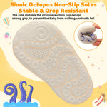 FEETCITY Wide Baby Shoes Barefoot Infant First Walker Shoe Newborn Crib Shoes Lightweight Infant Sneakers Slip On Toddler Sneakers Beige Blue