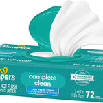 Pampers Baby Wipes, Complete Clean Baby Fresh Scented Wipe, Gently Cleans Head to Toe, 72 Total (1 Flip-Top Packs)