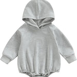 Thorn Tree Newborn Baby Boys Hooded Sweatshirt Long Sleeve Solid Romper Infant Baby Fall Winter Spring Outfits