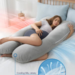 QUEEN ROSE Pregnancy Pillow, U Shaped Full Body Pillows for Sleeping Support, 55 Inch Maternity Pillow for Pregnant Women, Grey