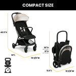 Jeep Altitude Compact Travel Stroller by Delta Children Greenguard Gold, Easy One Hand Fold, Lightweight, Extendable Canopy with Peek-a-Boo Window, Reclining Seat, 4 Wheel Suspension, Tan