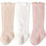 AQOKKA Baby Knee High Socks Kids Tube Long Boot Cotton Knit Stocking Infant Toddler Dress Socks for Boy Girl