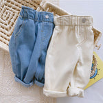 VERYPOPPA Jeggings for Boys and Girls, Baby Girl Boy Jeans Denim Pants High Waisted Harem Pants White