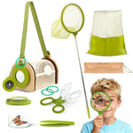 Wooden Bug Catcher Kit for Kids, Bug Catching & Insect Explorer Set with Butterfly Net, Magnifying Glass, Bug Container, Nature Exploration Outdoor Adventure Toy, Camping Gifts for Boys Girls Age 3-12