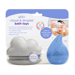 Ubbi Muted Color Cloud and Droplet Silicone Bath Squeeze Toys for Toddlers and Baby, Fun Interactive Bath Time Accessory, Set of 2