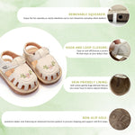 Jastore Infant Baby Girls Boys Squeaky Sandals Summer Flower Sandals Newborn Crib Shoes First Walkers Prewalkers Shoes（Beige,12-18 Months