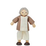 PlanToys® Grandfather Dollhouse Figure - Fair Skin Tone | Poseable 1:12 Scale Dollhouse People | Montessori Pretend Play Doll with Bendable Arms & Legs | Eco-Friendly Wooden Figurine for Kids