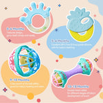 15PCS Rattles for Babies 0-6 Months - BPA-Free Baby Rattles 0-3, 6-12 Months for Newborn Soft Teething Toys Infant Toys with Wrist & Ankle Rattles, Baby Gift Set with Box for Hand-Eye Coordination