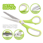 Scissors All Purpose Bulk Set of 3, Scissors for Office Home School Craft Supplies, Soft Comfort-Grip Right/Left Hand, Viridian, Vivid Green, Pink