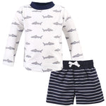 Hudson Baby Unisex Swim Rashguard Set, Gray Shark, 18-24 Months