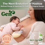 haakaa Gen.2 Plus Upgraded Manual Breast Pump, 5oz/150ml Multi-Ring ComfortCARE Sensitive Silicone Breast Pump with Stopper Set, Patent-Pending Design for Breastfeeding Moms
