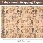 WRAPAHOLIC Kraft Baby Shower Wrapping Paper Roll - Mini Roll - 17 Inch x 16.5 Feet - Little Woodland Animal Wrapping Paper for Baby Shower, Kids Girls Boys Birthday