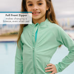 SwimZip UPF 50+ Long Sleeve Rash Guard for Boys and Girls - Baby, Toddler, Kids Light Jade