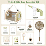 Dreamon Kids Bug Catching Kit, 11PCS Outdoor Toys for Kids Ages 4-8 | STEM Educational Toys Kids Explorer Kit with Wooden Bug Habitat, Bug Vacuum, Butterfly Net and Magnifying Glass