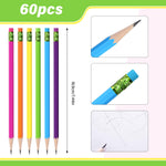 TecUnite 60 Pcs HB Pencils #2 Unsharpened Wood Cased Pencils with Eraser Hexagonal Pencil Cute Graphite No 2 Pen for Adults Gifts Exam School Office Sketching Learning(Rainbow Color, Green)