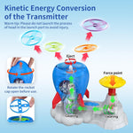 Outdoor Toys for Kids Ages 3-8: Flying Disc Launcher Toy Chasing Games - Summer Outside Yard Activities Chasing Toy for Toddlers Ages 3 4 5 6 7 8 Backyard Games Birthday Gift for Boys Girls, Blue