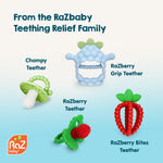 RaZbaby RaZberry Grip Silicone Teether Toy for 3M+ | Drop Resistant Hand Held Teether for Babies and Infants - Designed by Nature with Our Patented BerryBumps Multitextured Design | 3M+, Red