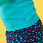 RUGGEDBUTTS Boys UPF50+ Sun Protection Animal Swim Trunks - Navy Dino Roar, 12-18m