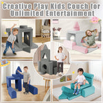 FKSLIFE 11pcs Modular Kids Play Couch Toddler Sectional Sofa DIY Creativing Convertible Play Fort Foam Play Couch Child Floor Folding Sofa for Playroom Bedroom Living Rooms Furniture(Dark Gray)