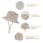 Durio Sun Hat Summer Sun Protection Bucket Hat Beach Sun Hats for Baby UPF 50+ Bucket Hats for Baby B Khaki Dinosaur 12-24 Months
