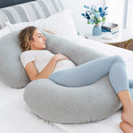 INSEN Pregnancy Pillow for Sleeping, Maternity Pillow with Jersey Cotton Cover,C Shaped Body Pillow for Pregnant Women(Grey Jersey)