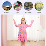 PATPAT 3-Pack Toddler Dresses – Long Sleeve Cat Print Set for Preschool Girls’ Everyday Look, 4-5T, Purple Cat