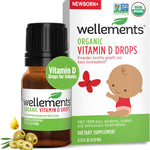 Wellements Baby Organic Vitamin D Drops for Infants & Toddlers (0.15 Fl Oz) - Certified Newborn+ Liquid Vitamin D3 Drops, Support Healthy Growth & Bone Development (1 Drop Daily & 400 IU Per Serving)
