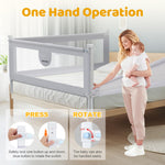 omzer Bed Rail for Toddlers - 3 Sides Safety Baby Bed Rail Guard with Child Lock, Infants Height Adjustment Queen Size Bed Rail for Toddlers,78.74"X78.74"X59"