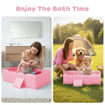 Collapsible Baby Bathtub for Shower,Reinforced Structure Infant Foldable Bath Tub with Non-Slip Base,Portable Space-Saving Kids Bath Tub for 6M to 4Years,Suitable for Outdoor, Travel Use(Pink)