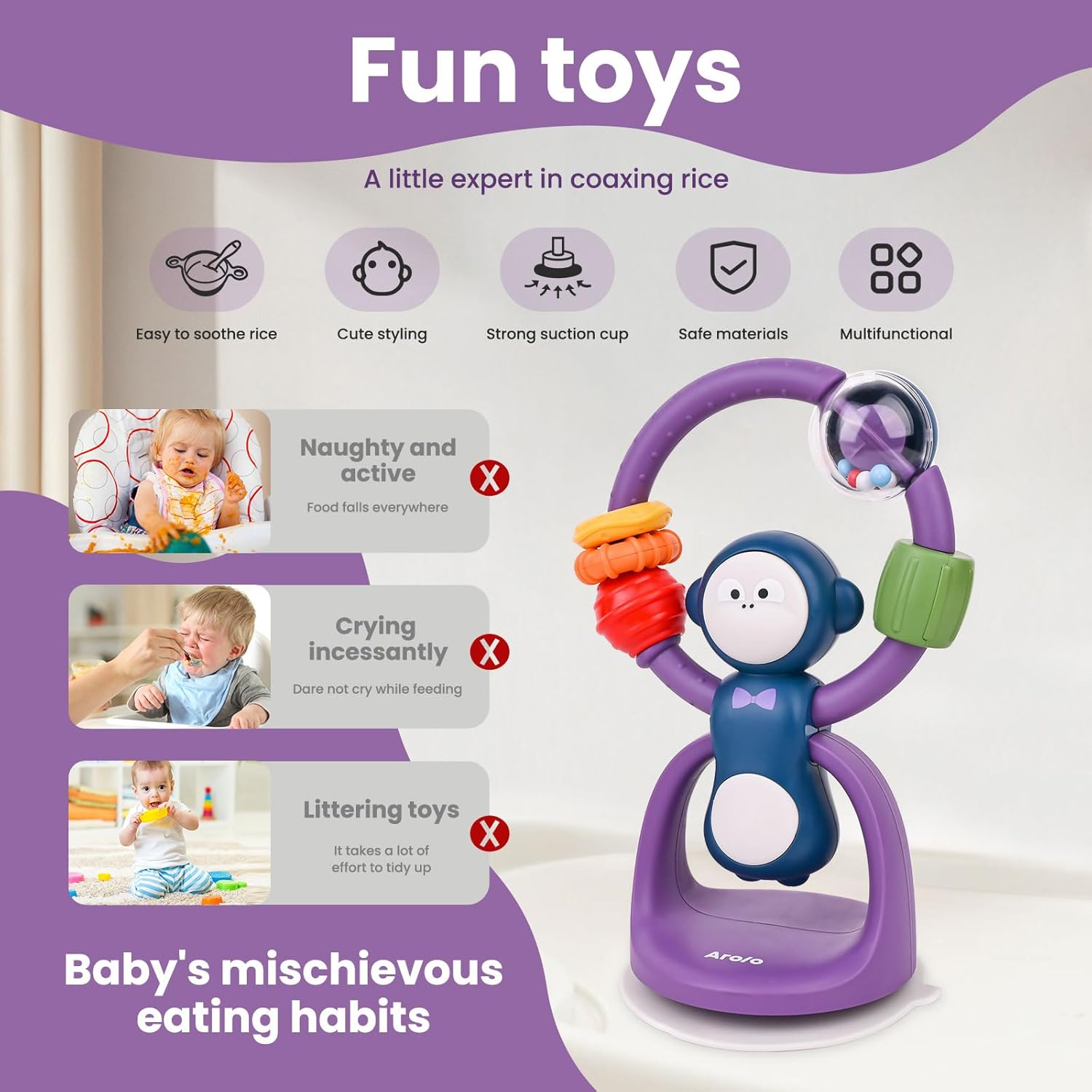 Baby Toys 6 to 12 Months: Luminous High Chair Suction Cup Toys - Infant Development Activity Toys with Music - Best Interactive Spin Toys for Boys and Girls