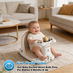 Baby Bath Seat for Babies 6 Months & Up - Bathtub Seats for Babies Sitting Up, Non-Slip,Smart Real-Time Temperature& 4 Suction Cups(Khaki)
