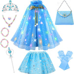 Meland Princess Dress up Clothes for Little Girl, 11Pcs Princess Cape with Crown, Princess Dresses for Girl 3-8 Birthday Gift