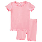 pureborn Toddler Pajamas Set Pjs - Little Girl Short Sleeve Snug Fit Sleepwear 2pcs Pink 2T