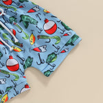 Kupretty Baby Boy Clothes Toddler Summer Outfit Fishing T-Shirt Tees Shirt + Shorts 6 12 18 24 Months 2T 3T Clothing Set (Fish Shorts Set Blue, 6-12 Months)