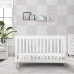 Delta Children Essex 4-in-1 Convertible Baby Crib, Bianca White with Natural Legs