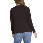 Motherhood Maternity Women's Long Sleeve Scoop Neck Tulip Nursing Tee Shirt for Breastfeeding with Easy Access, Chocolate Tort, Large