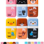 Mr. Pen- Eraser with Cover and Roller, 6 Pack, Animal Theme, Cute Erasers for Kids