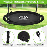 HeyZoo 48 inch Tree Swing, Larger Saucer Flying Swing for Whole Family, 900lbs Weight Capacity, with Adjustable Hanging Straps, for Outdoor Backyard, Gifts for Kids, Black