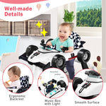 BABY JOY 4-in-1 Baby Walker, Foldable Activity Walker with Adjustable Height & Speed, Music, Lights, Anti-Rollover, Toddler Push Walker, Baby Walker with Wheels for Boys Girls 6-18 Months (White)