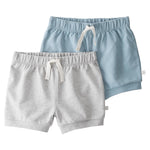 little planet by carter's unisex-baby 2-pack Shorts made with Organic Cotton, Blue Creek/Grey Heather, 5T