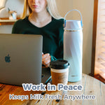 HEYTRIP Portable Breastmilk Cooler - 20oz Stainless Steel Milk Chiller Bottle for Travel & Work | Reusable Breastmilk Storage Container, 36+ Hour Cooling, TSA Approved | Violet Aurora