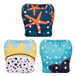 ALVABABY Large Cloth Swim Diaper 3pcs Baby/Toddler/Infant Snap Reusable Adjustable Swimming Diaper Baby Boy and Girl 3ZSWY28