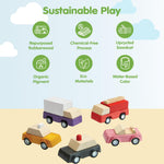 PlanToys® Vehicle Set Wooden Montessori Play Set | Early Movement, Imagination and Practical Life Exploration | Eco Friendly Car Set for Indoor and Outdoor Play