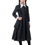 Spooktacular Creations Girls Halloween Black Costume, Black Floral Print Dress with Wig and Stocks for Girls Kids Halloween Dress Up and Role-Playing(Large(10-12 yrs))