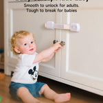 Infinno 12 Pack Cabinet Locks Baby Proofing Heavy Duty - Child Safety Cabinet Locks for Drawers, Cupboards & Fridge – No Drill 3M Adhesive Locks for Pets - Toddler Safety Latches