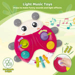 SURDOTE Ladybug Baby Light Up Toys with Rattle Led Light Music, Interactive Educational Fine Motor Development Toy for 3-6-12-18-24 Months Baby Toddler - Red
