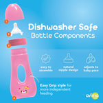 Avima Easy Grip Anti Colic Baby Bottles, BPA Free, 8 oz. Wide Neck with Medium Flow Silicone Nipples, Pink (Pack of 3)