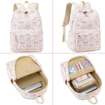 LOIDOU Backpack for Girls School Backpacks Bookbags for Elementary Middle School Women Laptop Backpacks (Bow tie Beige, L-17)