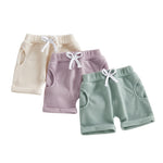 Sejardin Toddler Baby Girl Shorts 3 Pack Solid Waffle Elastic Waist Bottoms Infant Summer Casual Shorts (Apricot Purple Green, 6-12 Months)