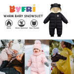 BYFRI Baby Clothes Snowsuit Newborn Winter Coat Todder Snow Outfit Infant Bear Hooded Jumpsuit 0-3-6 Month Unisex Puffer Jacket for Boys Girls